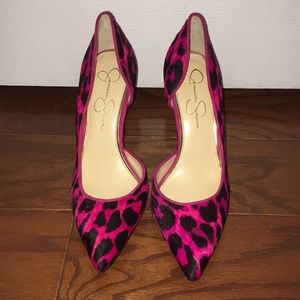 Jessica Simpson hot pink leopard pumps